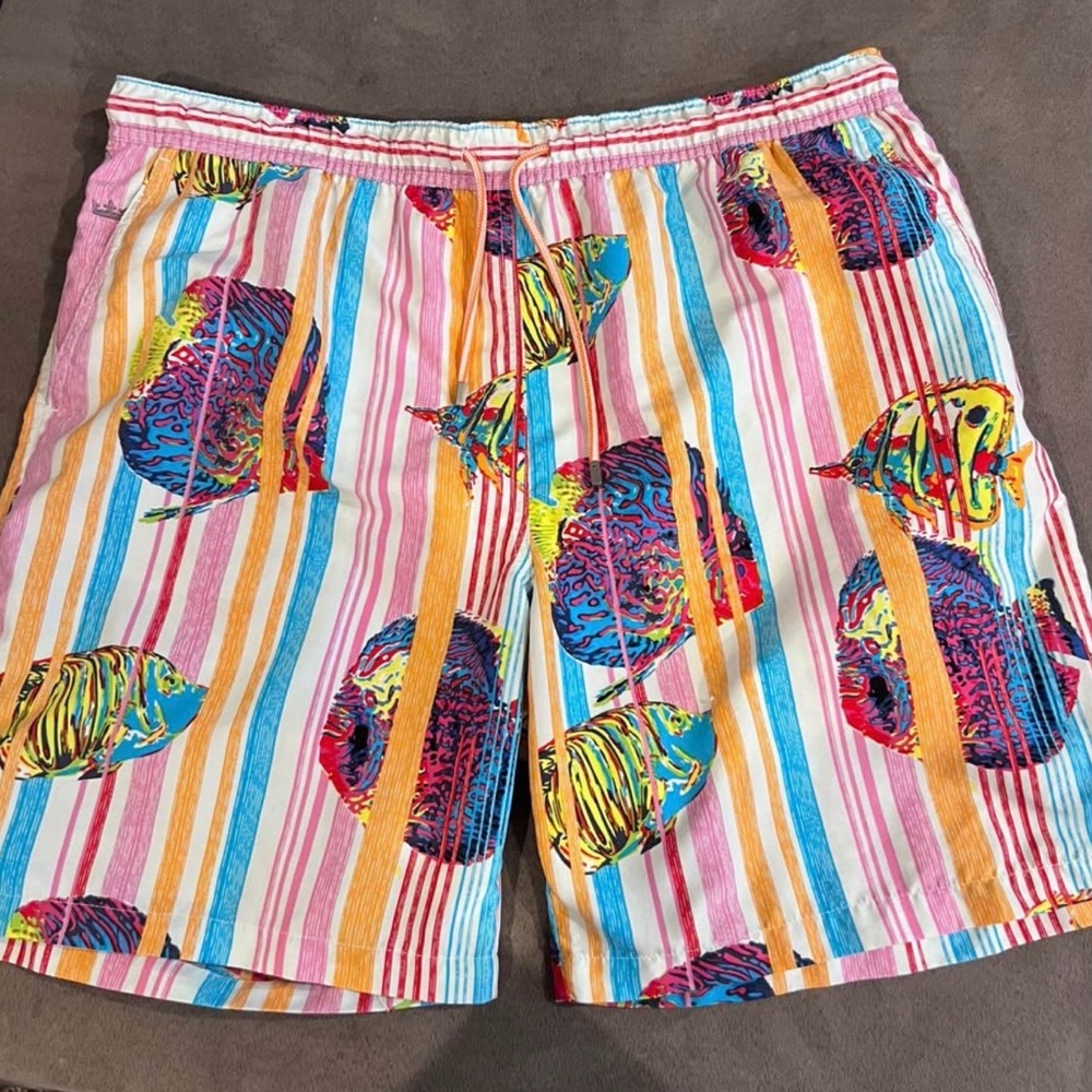 Peter Millar Multicolor Fish Pattern Swim Trunks